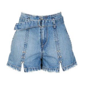 JONATHAN SIMKHAI BELTED PEARL HOOK & EYE SHORTS
